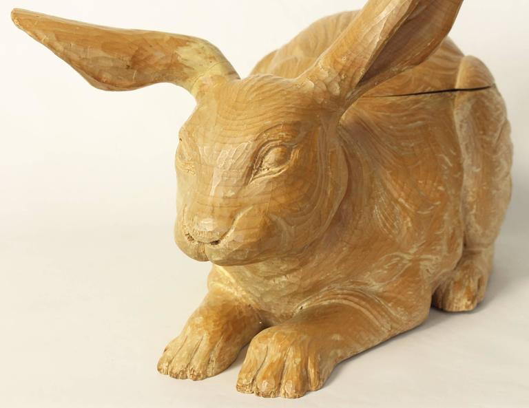 Carved Wood Rabbit Ice Bucket at 1stDibs
