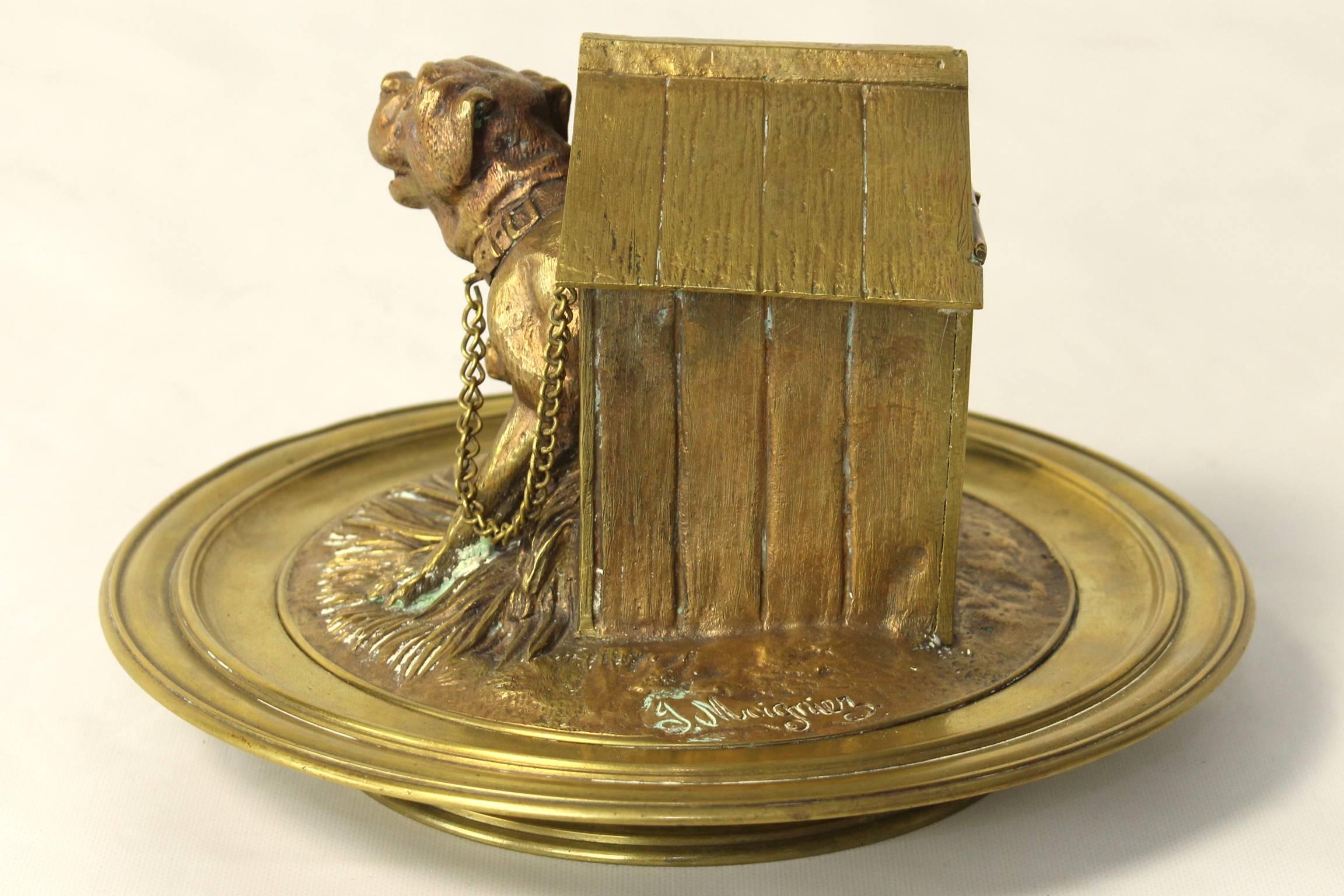 Gilt Late 19th Century French Bronze Inkwell For Sale