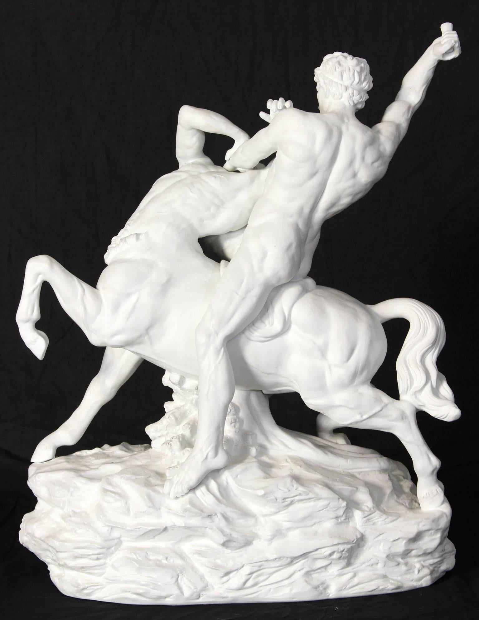 German Monumental Dresden Porcelain Sculpture of a Centaur