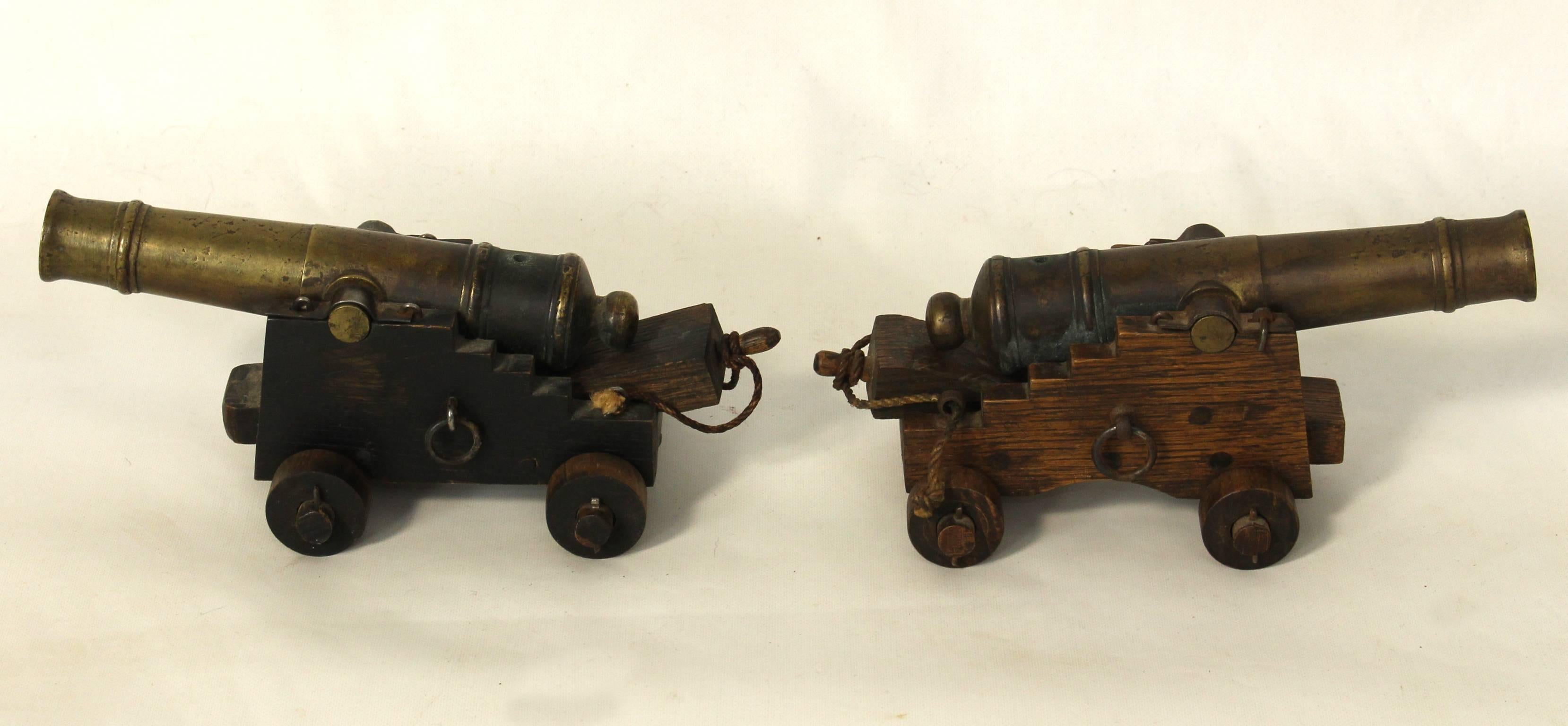 English Pair of Miniature Bronze Signal Cannons