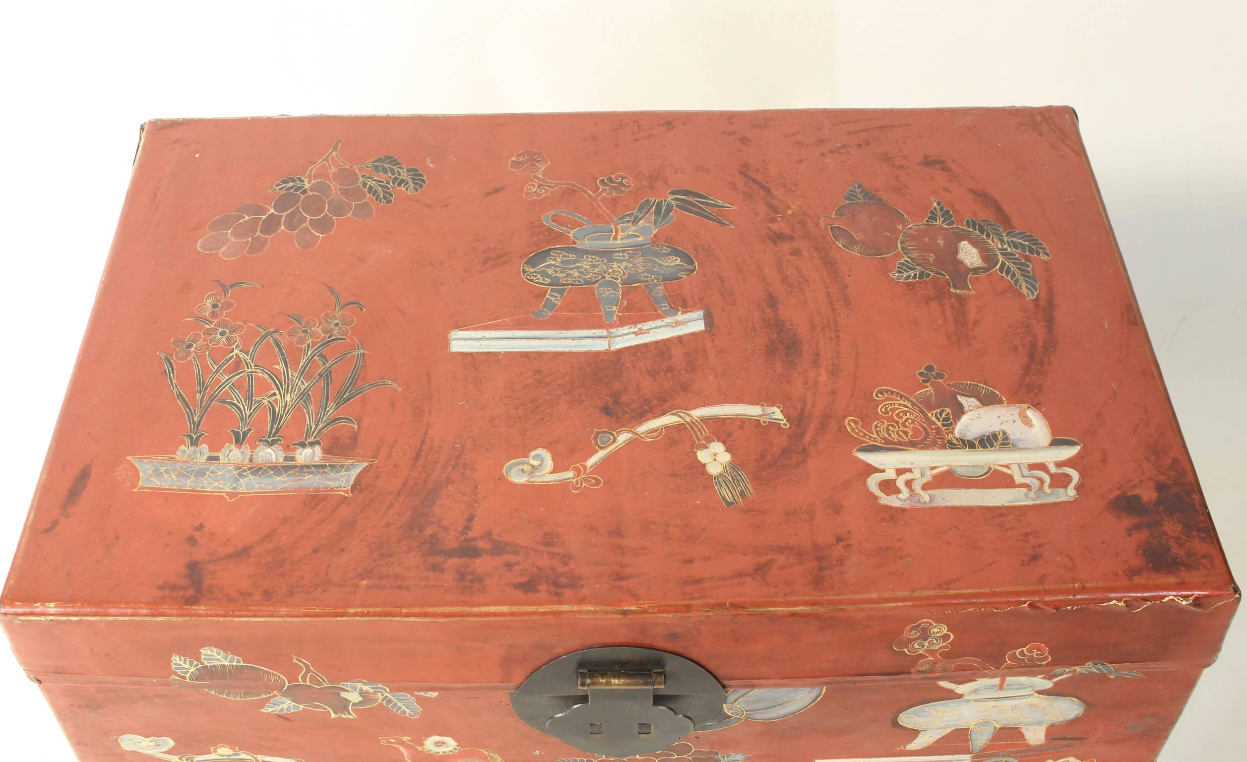 Hand-Painted Chinese Trunk on Stand 2