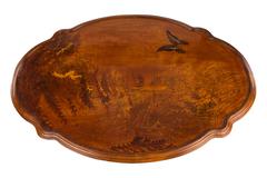 French Art Nouveau Carved and Inlaid Wood Marquetry Table by Emile Gallé
