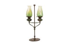 Art Nouveau Tiffany Studios Double Jeweled Telescopic Candlestick