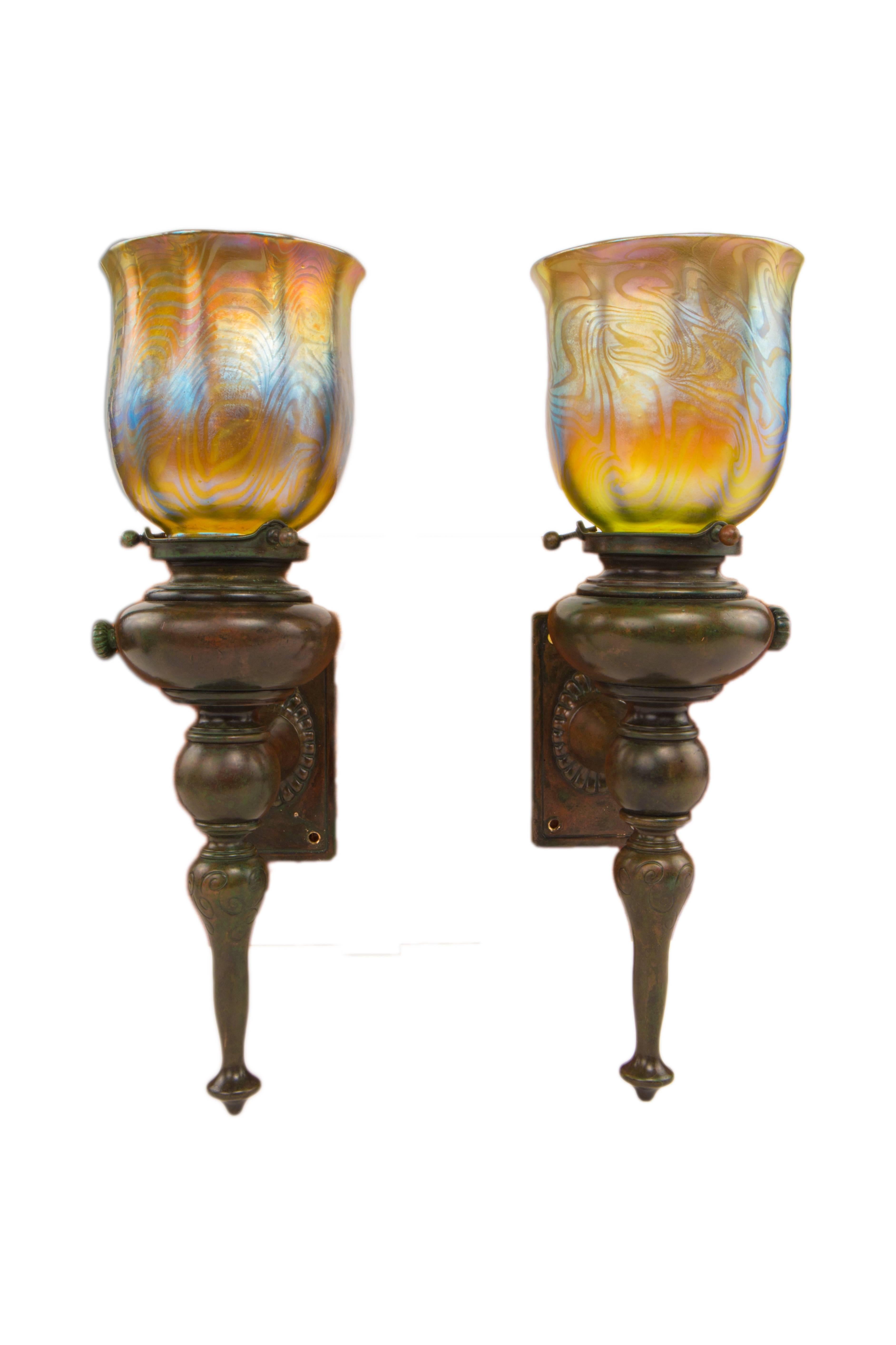 Pair of Art Nouveau Sconces by, Tiffany Studios