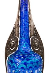 French Art Deco Enameled and Wrought Iron Decorated Vase by Camille Fauré