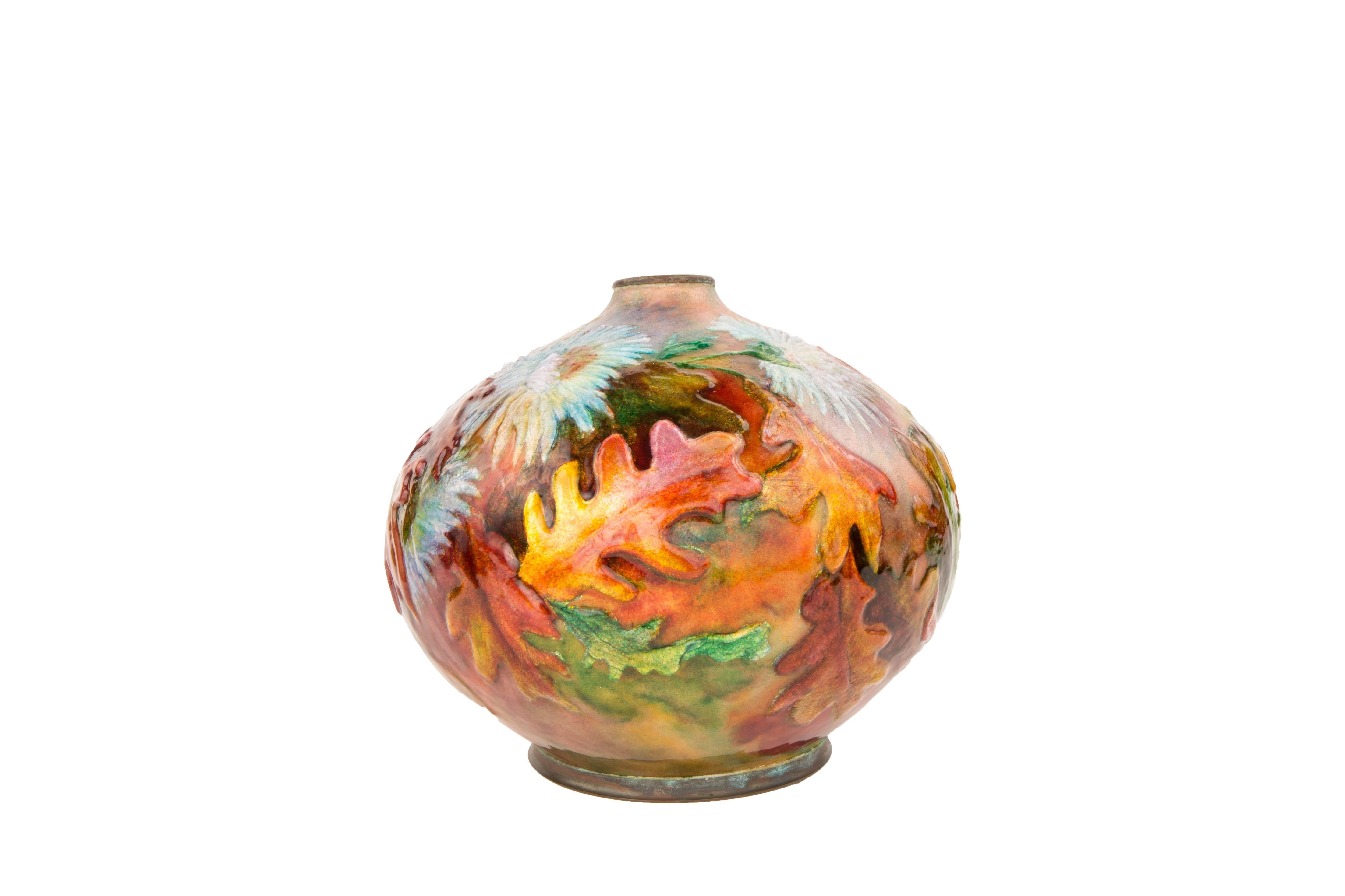 Early 20th Century Spectacular French Art Nouveau 20th Century Enameled Vase by Camille Fauré