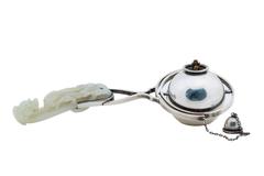 Sterling Silver & Jade Cigar Table Lighter by, Solomon & Gustave Gump of Gumps