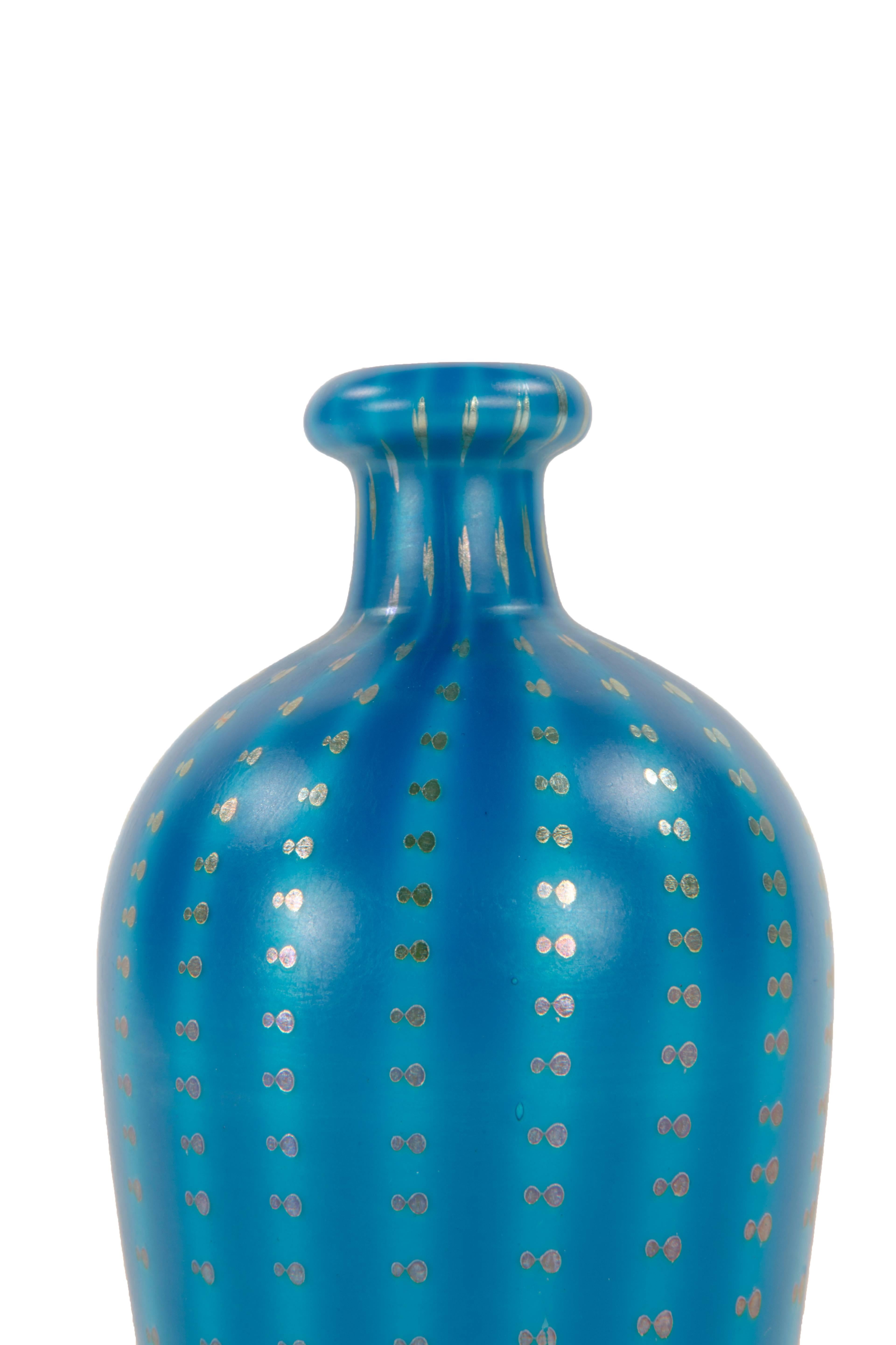 American Tiffany Studios Zipper Decorated Art Glass Vase