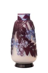 Art Nouveau "Cherry Soufflé" Vase by, Emile Gallé