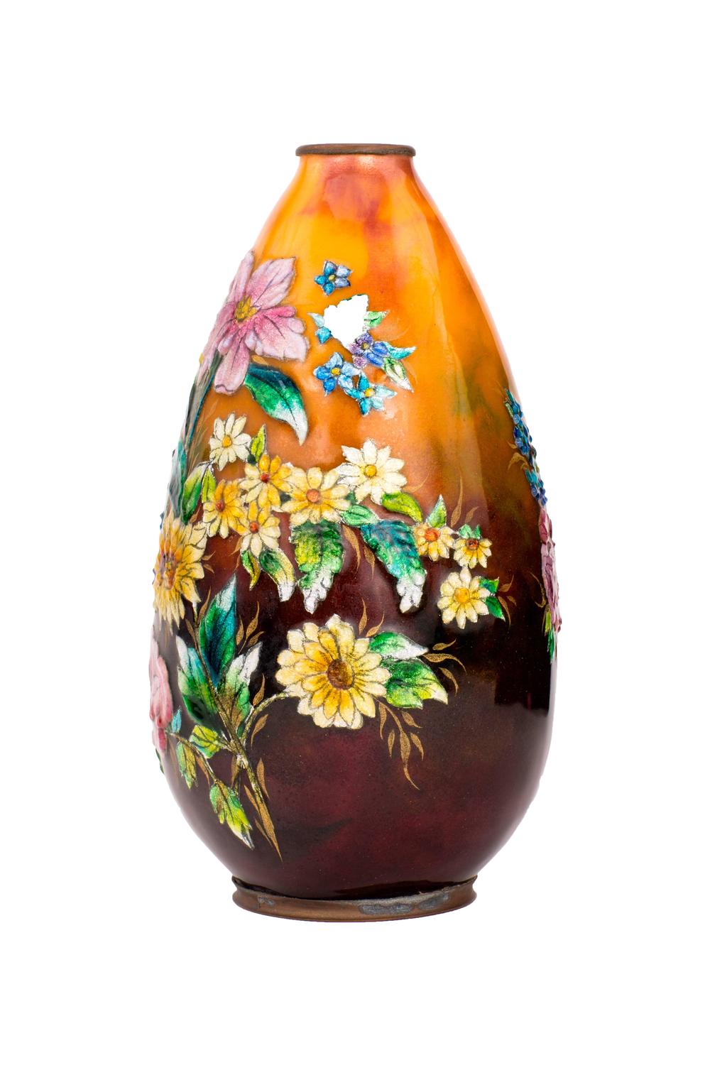 Art Nouveau Enameled Vase By Camille Faure For Sale At 1stdibs