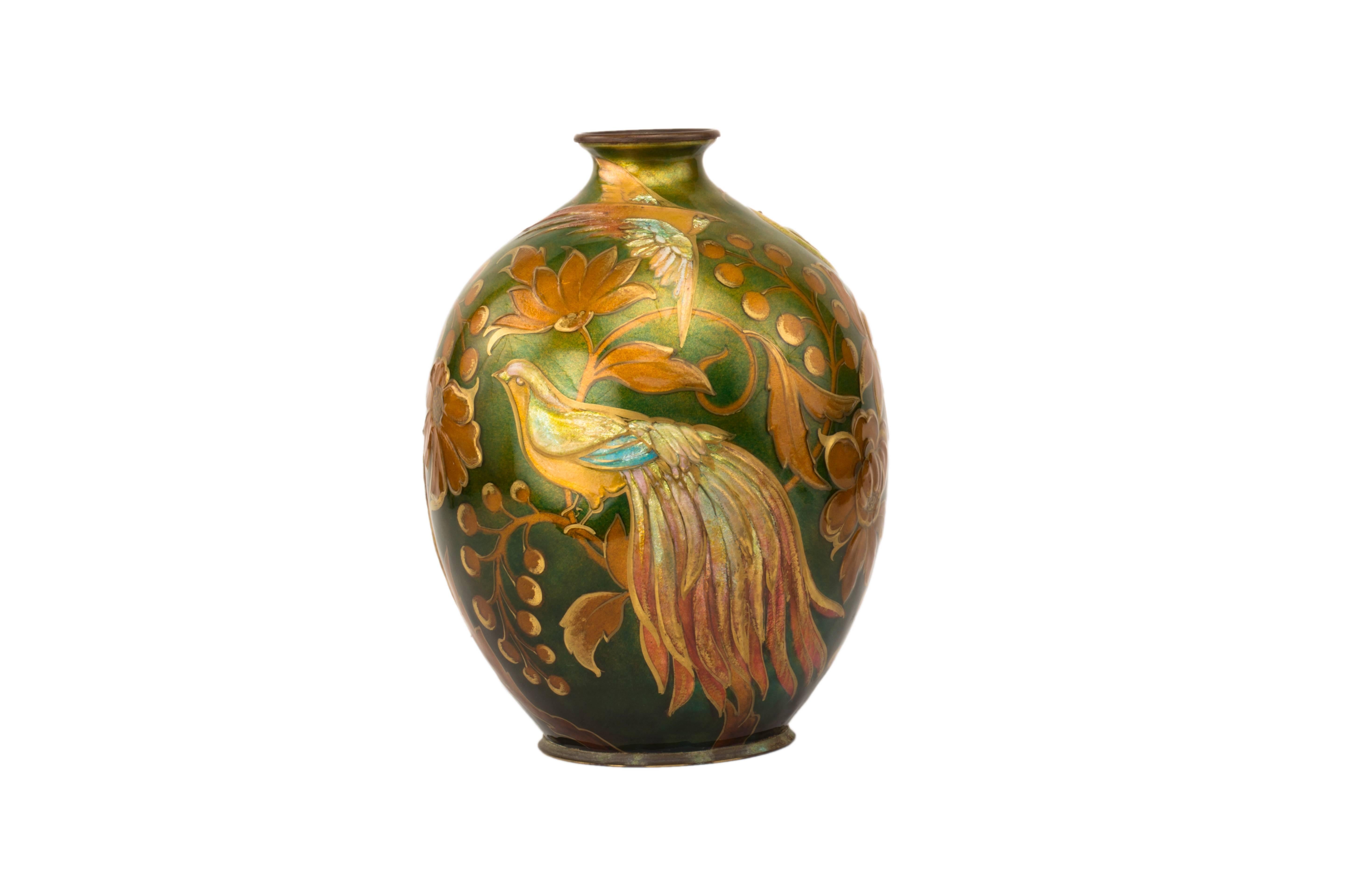 French Art Deco Decorated Vase by Camille Fauré