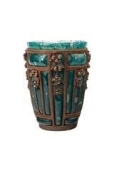 French Art Deco Daum Nancy & Louis Majorelle Wrought Iron and Glass Vase