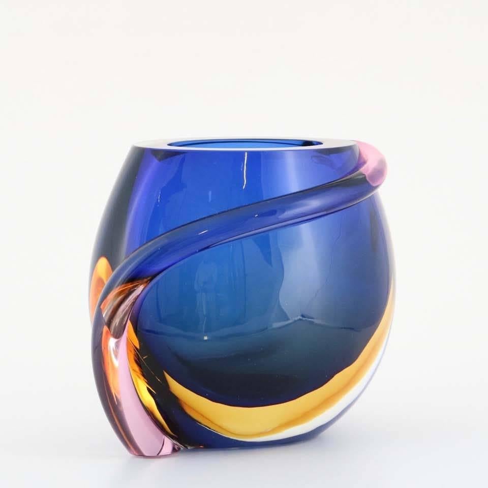 Italian Formia Multicolored Murano Glass 'Sommerso' Vase