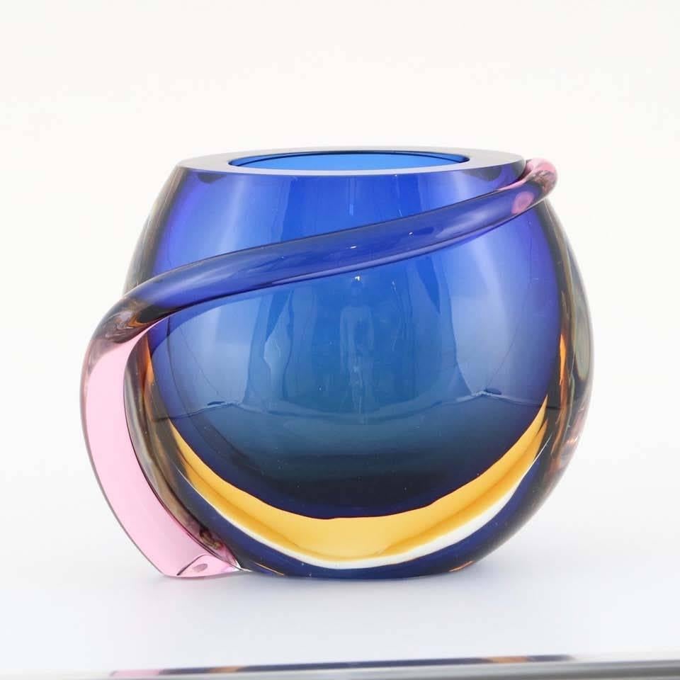 Late 20th Century Formia Multicolored Murano Glass 'Sommerso' Vase