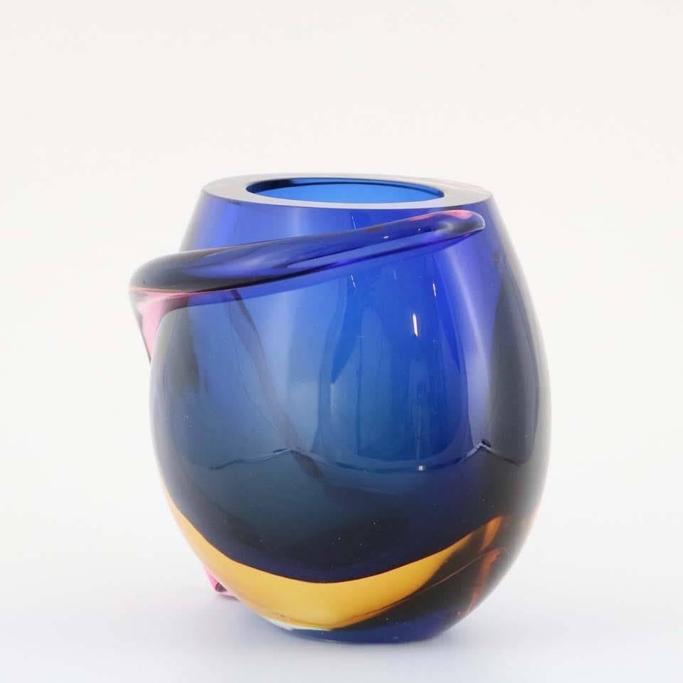 Formia Multicolored Murano Glass 'Sommerso' Vase In Good Condition In New York, NY