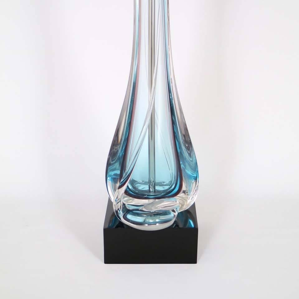 Mid-Century Archimede Seguso Table Lamp in Sommerso Murano Glass In Good Condition In New York, NY