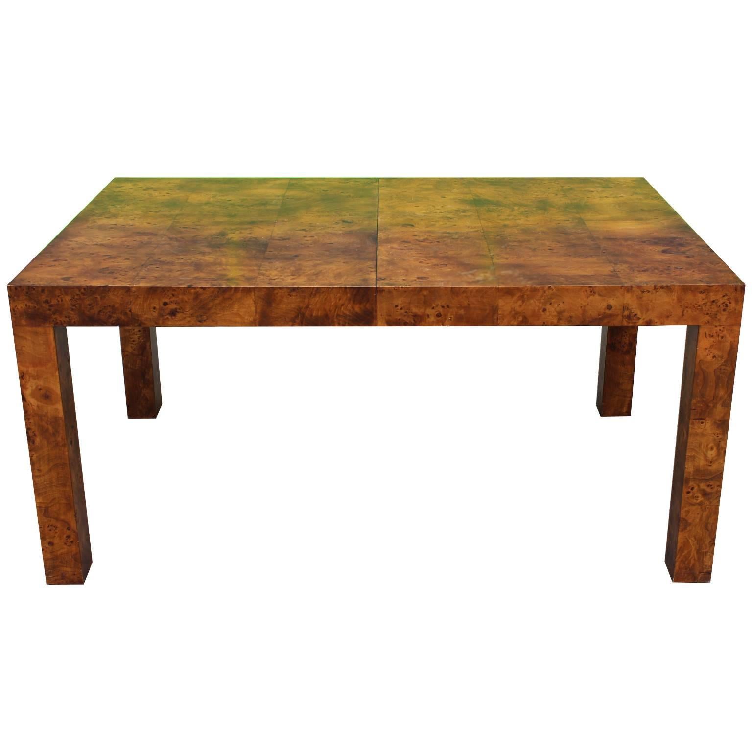 Milo Baughman Parsons Dining Table in Deep Burl for Lane