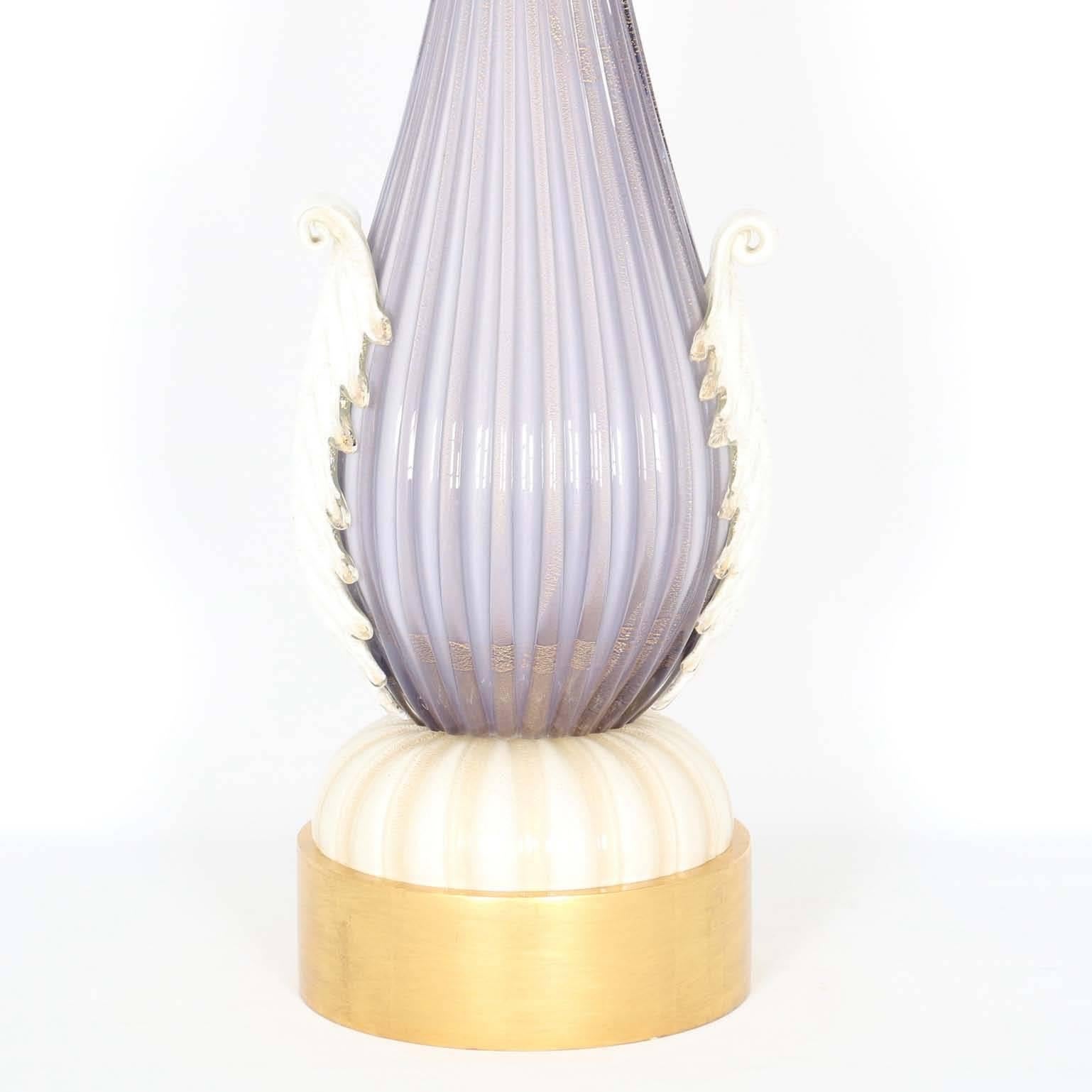 Brass Restored Monumental Murano Glass Lamp by Barovier