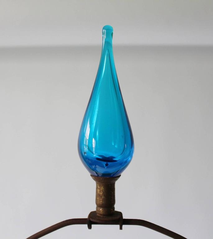 Blenko Glass Curvaceous Blue Table Lamp For Sale at 1stDibs