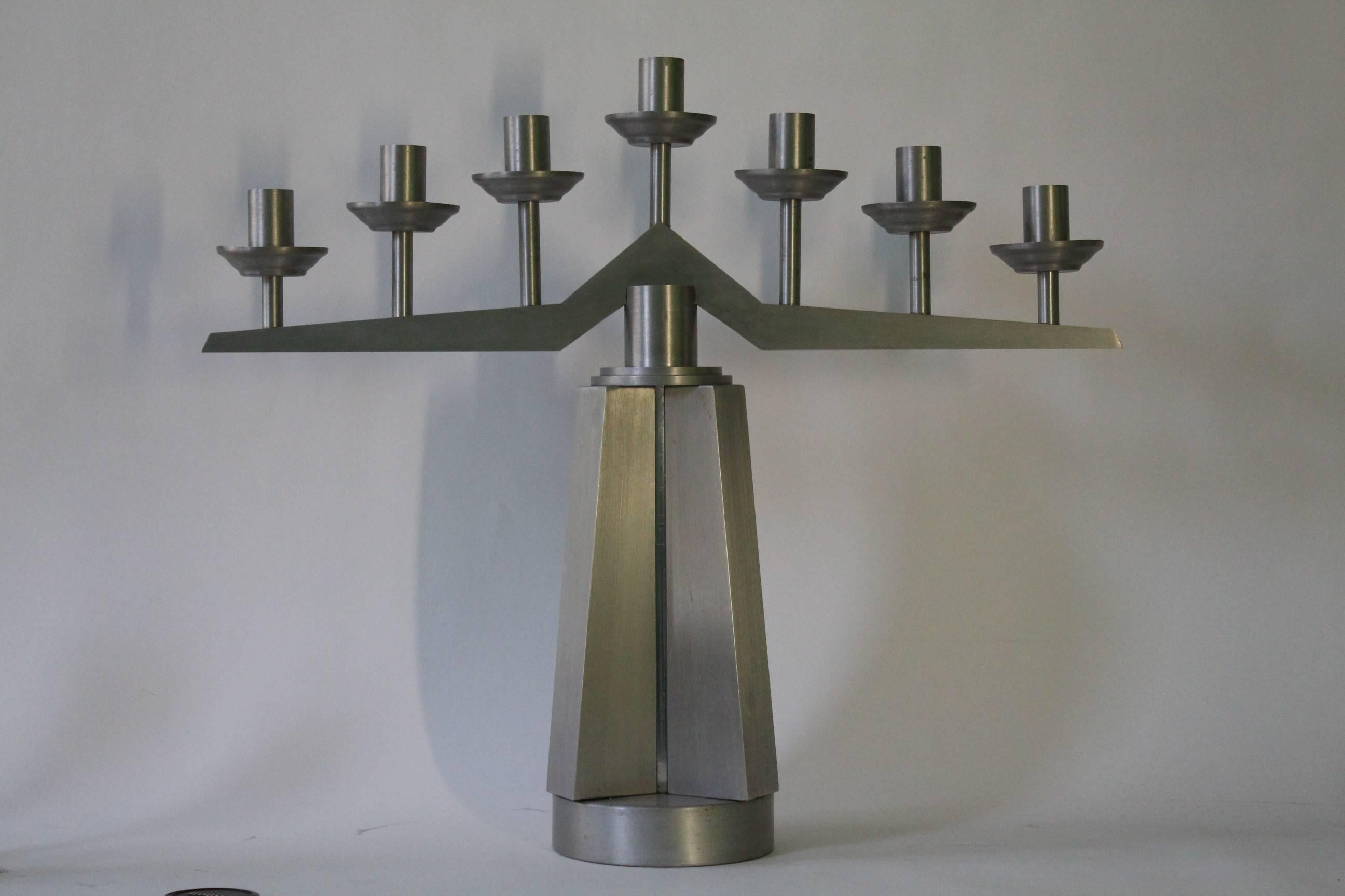 20th Century Art Deco Seven-Light Aluminum Candelabrum
