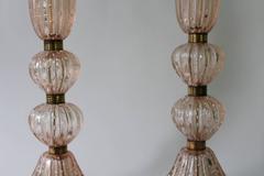 Pair of Barovier e Toso Pink Murano Glass Lamps
