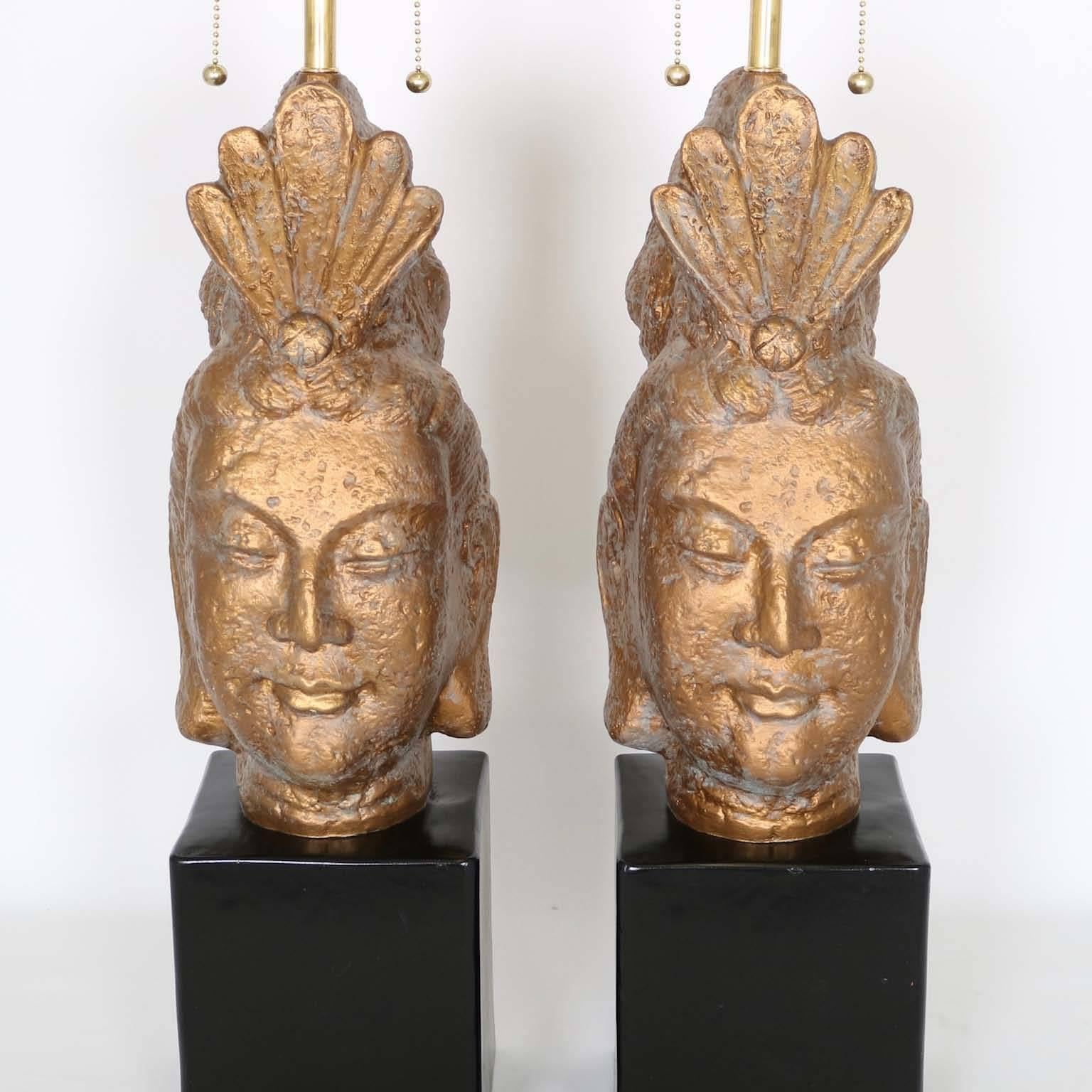 Restored Pair of James Mont Style Buddha lamps by Quartite Creative 2