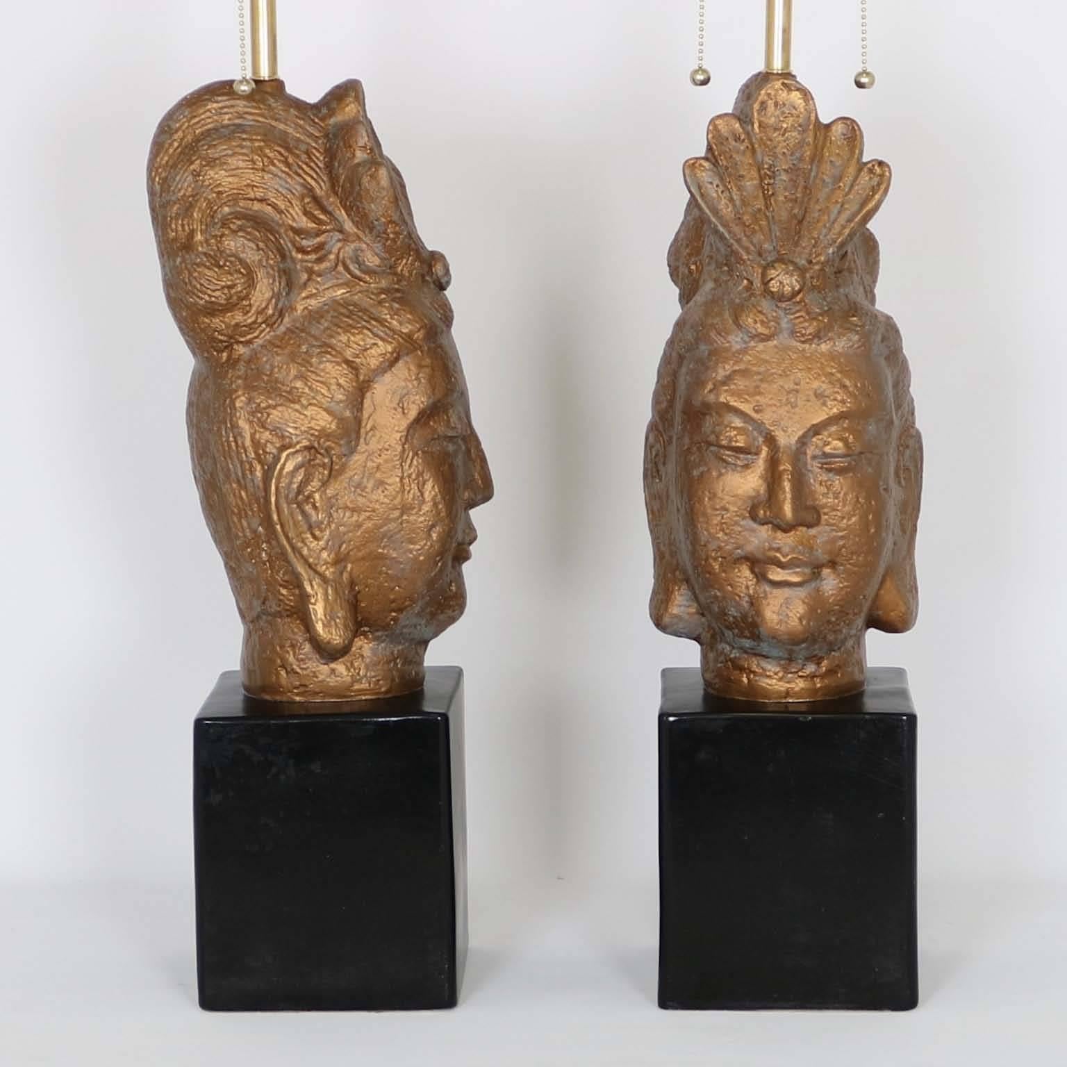 Restored Pair of James Mont Style Buddha lamps by Quartite Creative 1