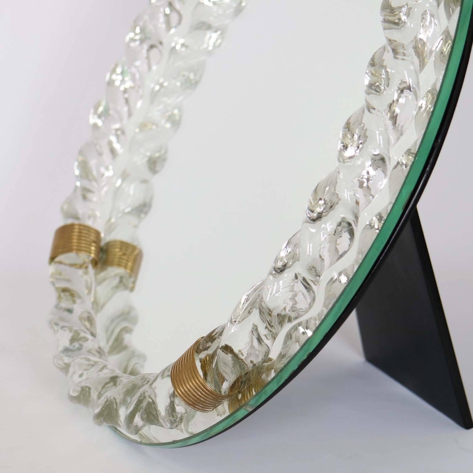 20th Century Venini Glass Table Mirror, Design Attributed to Gio Ponti