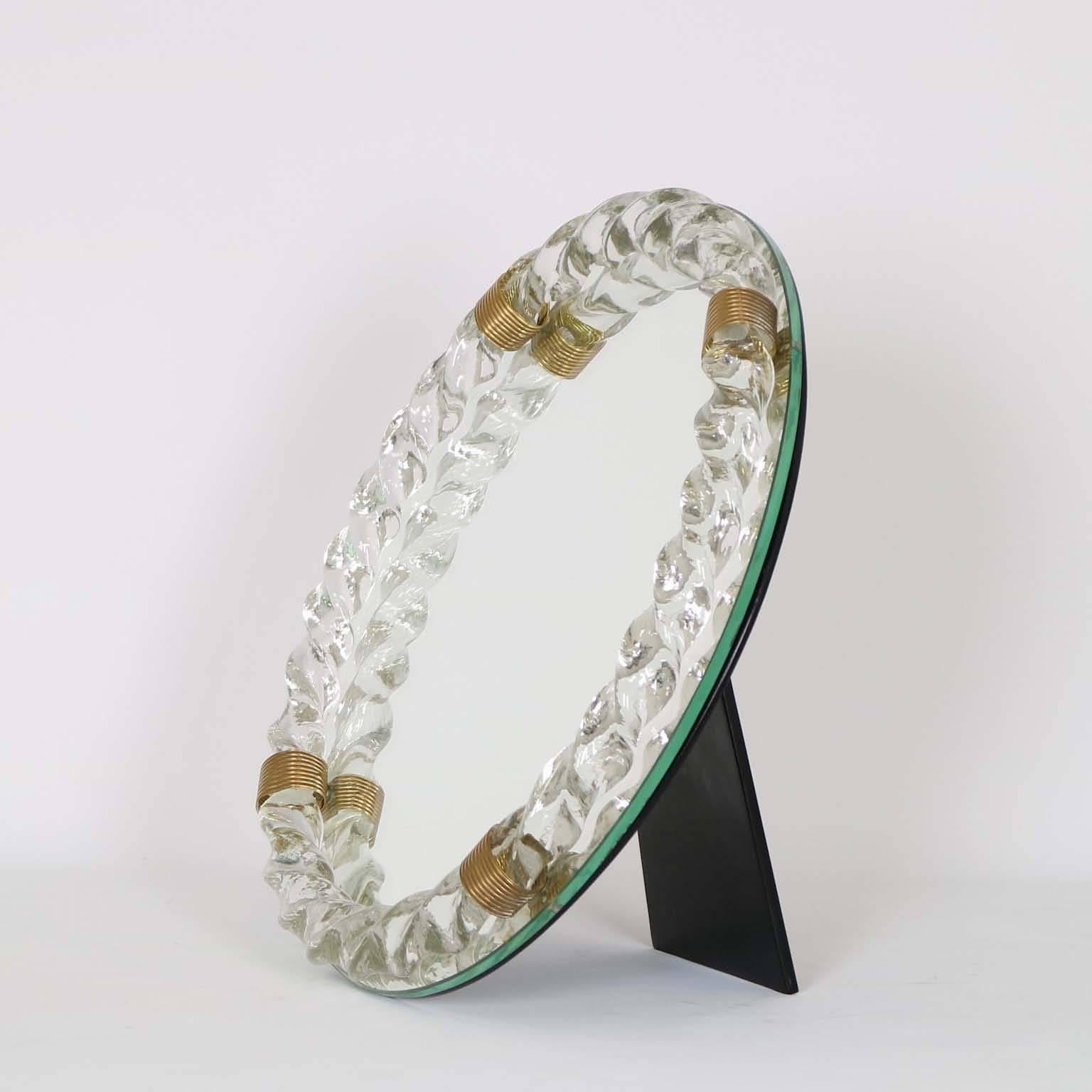 Italian Venini Glass Table Mirror, Design Attributed to Gio Ponti