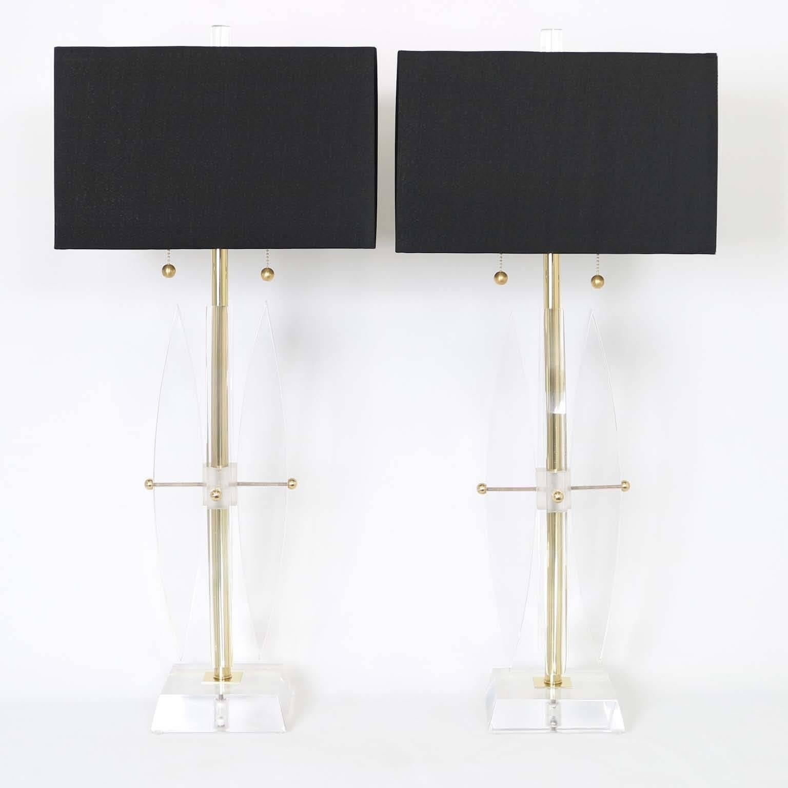 Mid-20th Century Pair of Restored Ritts Astrolite Lucite Lamps