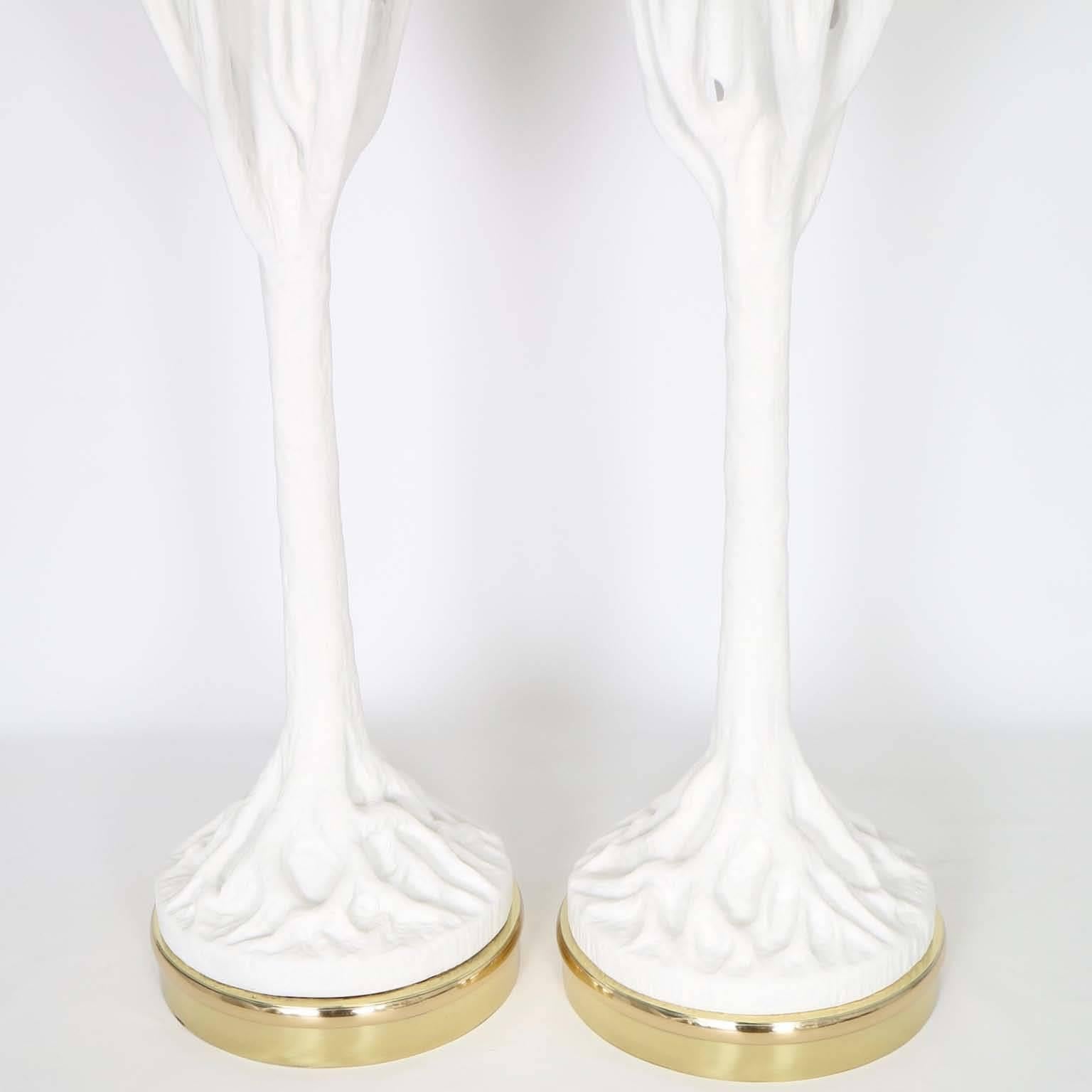 Brass Pair of Restored Faux Bois Lamps in the manner of John Dickinson