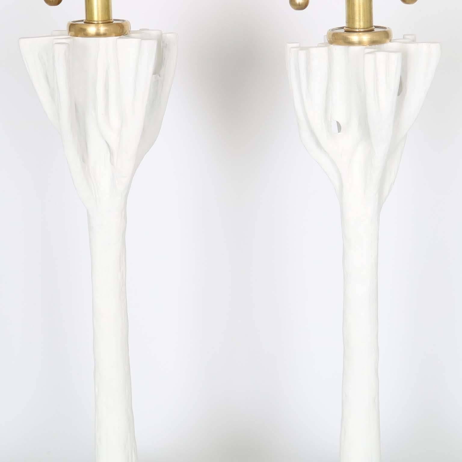 American Pair of Restored Faux Bois Lamps in the manner of John Dickinson