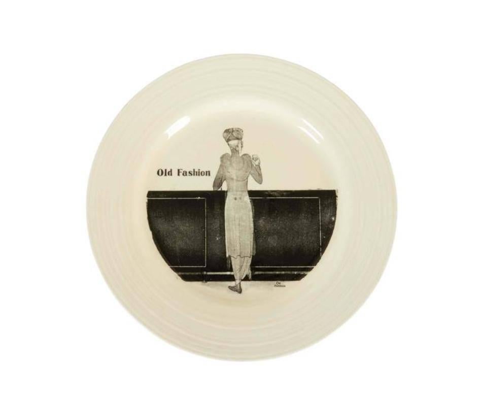 Art Deco Four Crown Ducal Porcelain Cocktail Plates