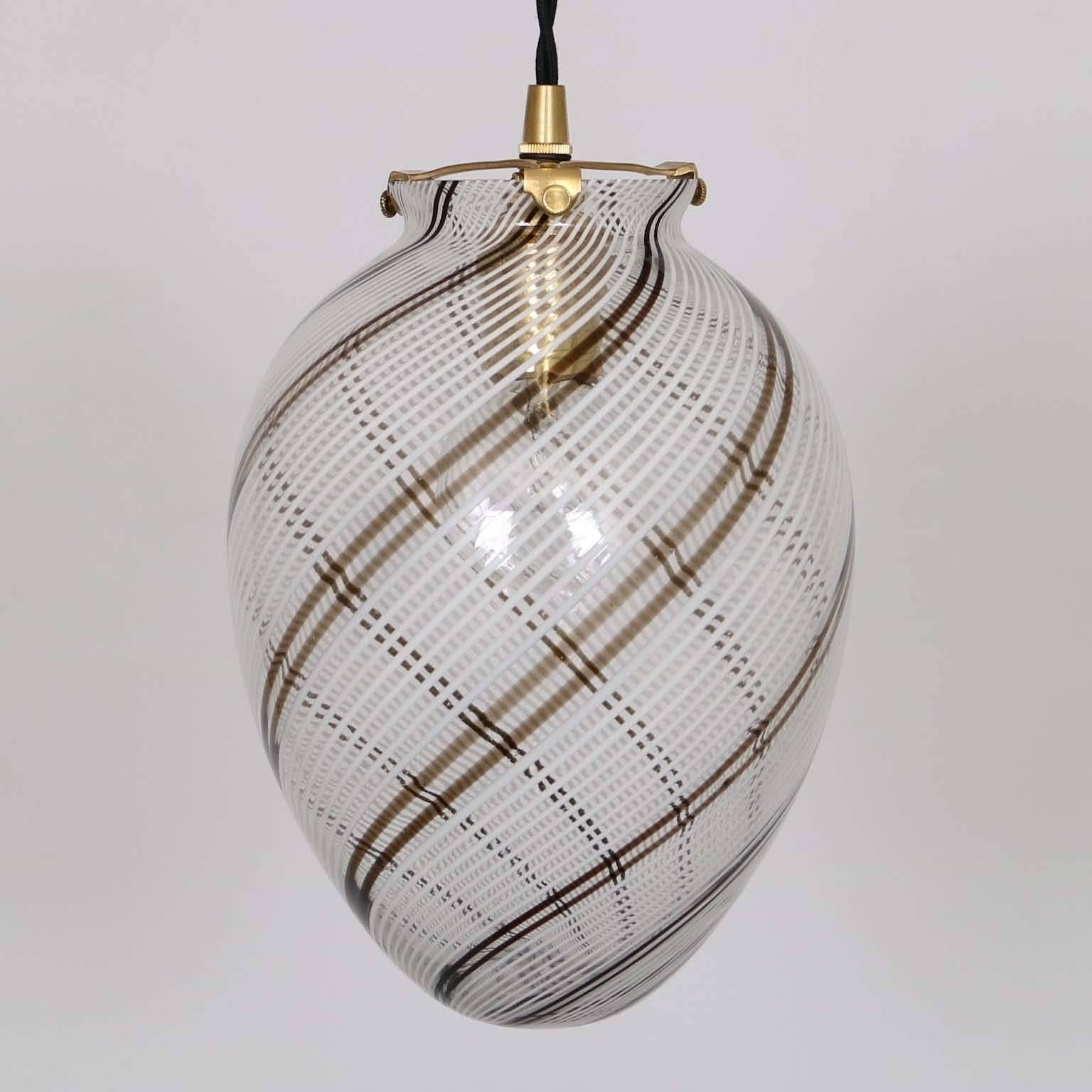 Brass Murano Glass Pendant by Venini