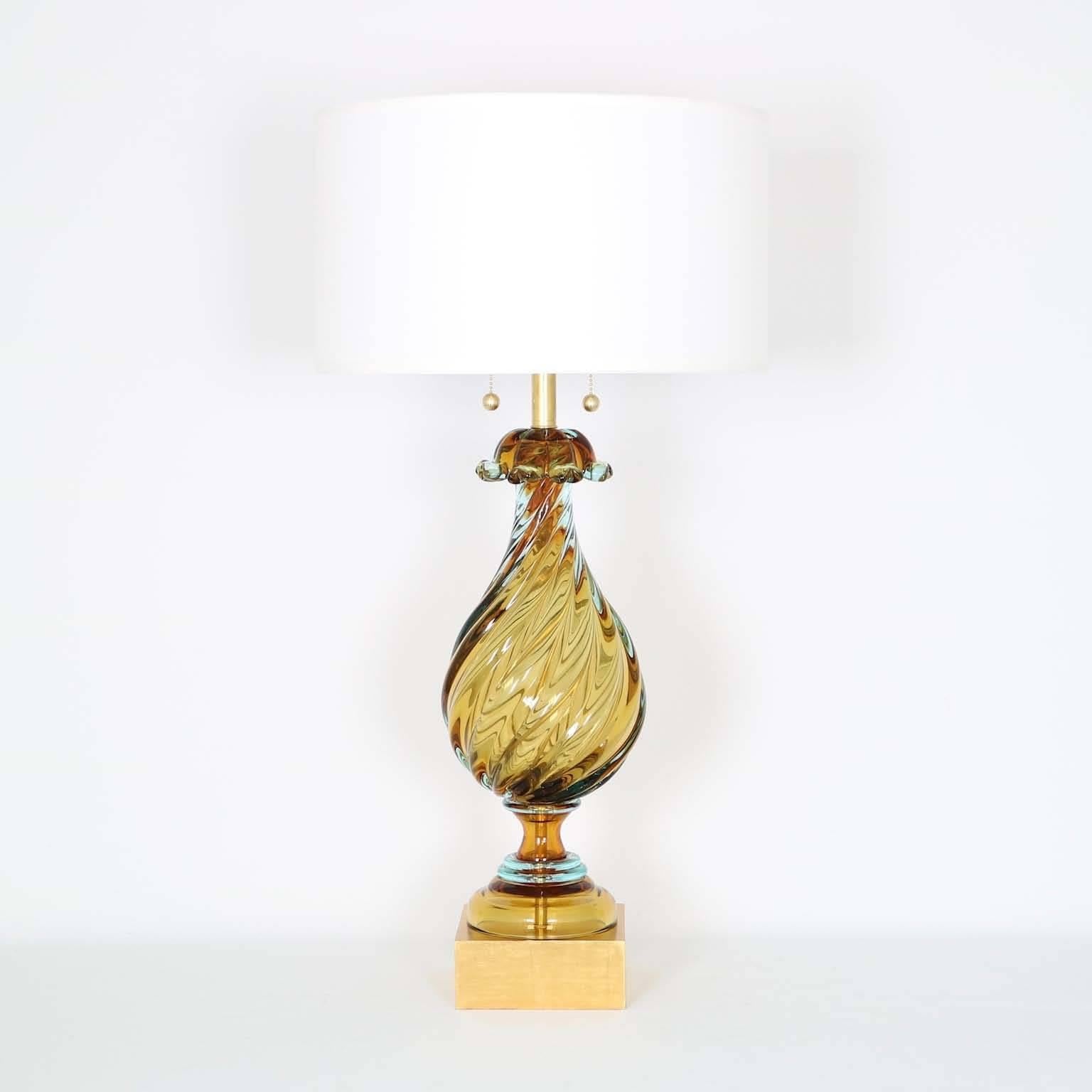Restored Marbro Lamp in Murano Glass by Seguso In Good Condition In New York, NY