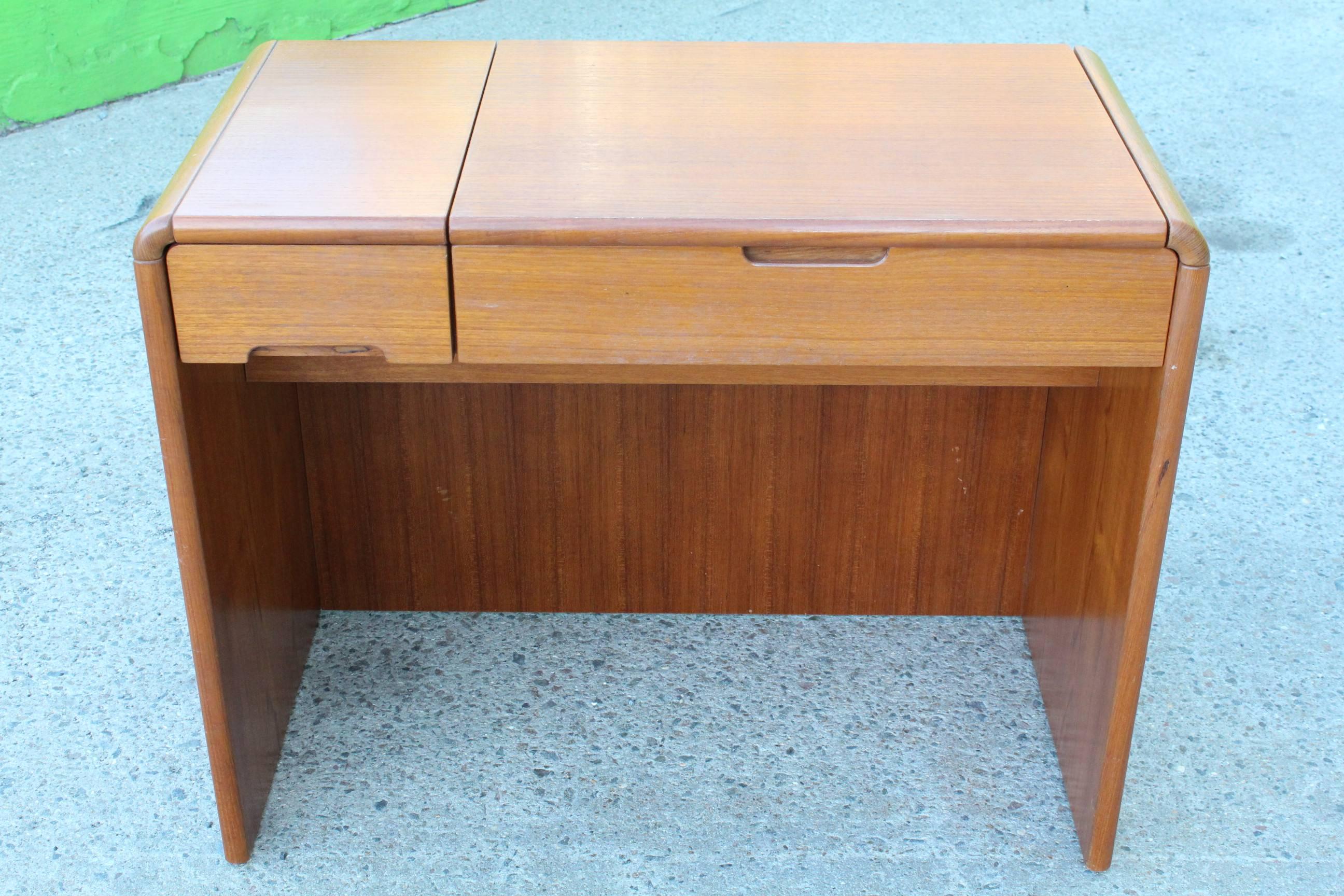 20th Century Waterfall Vanity Desk in Teak