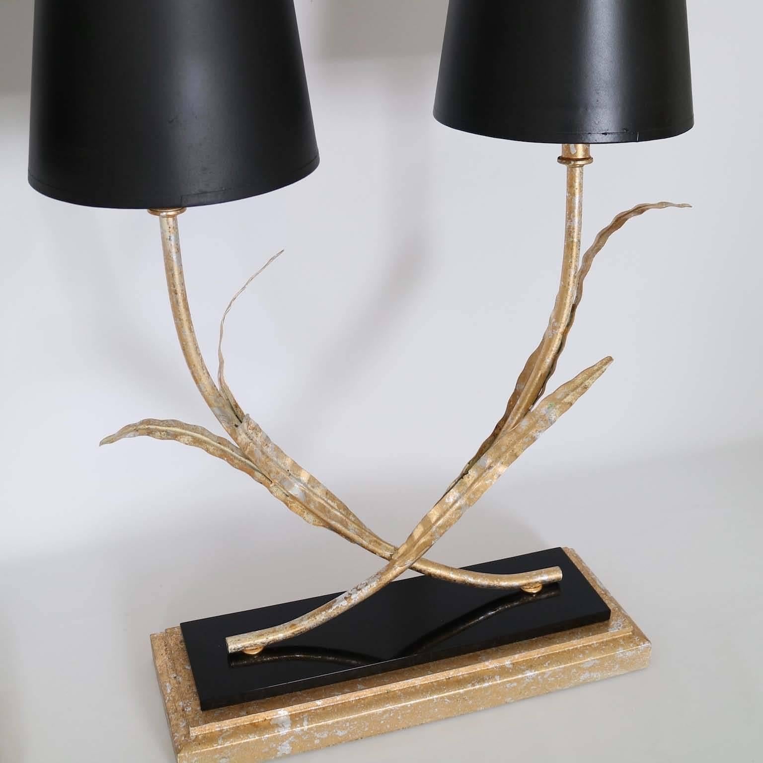 Mid-20th Century Pair of Mid-century Modern Gilt Tole Lamps