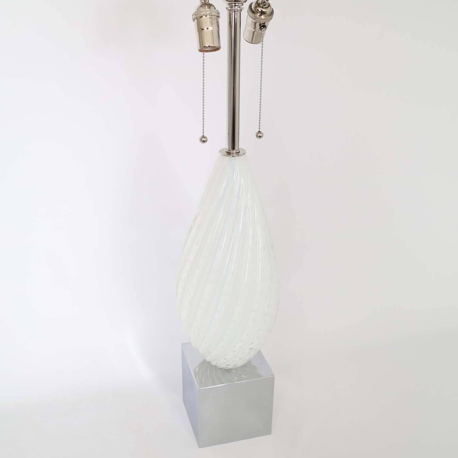 Mid-Century Modern Barbini Murano White Glass Lamp