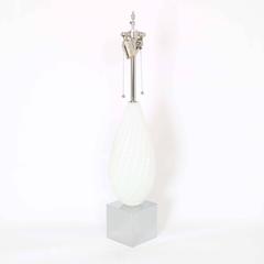 Barbini Murano White Glass Lamp