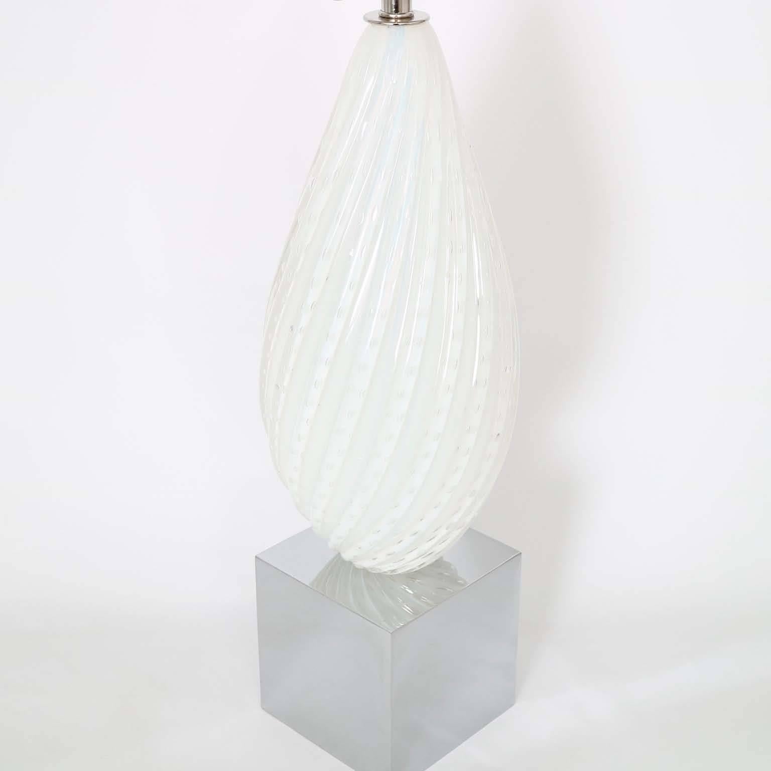 Italian Barbini Murano White Glass Lamp