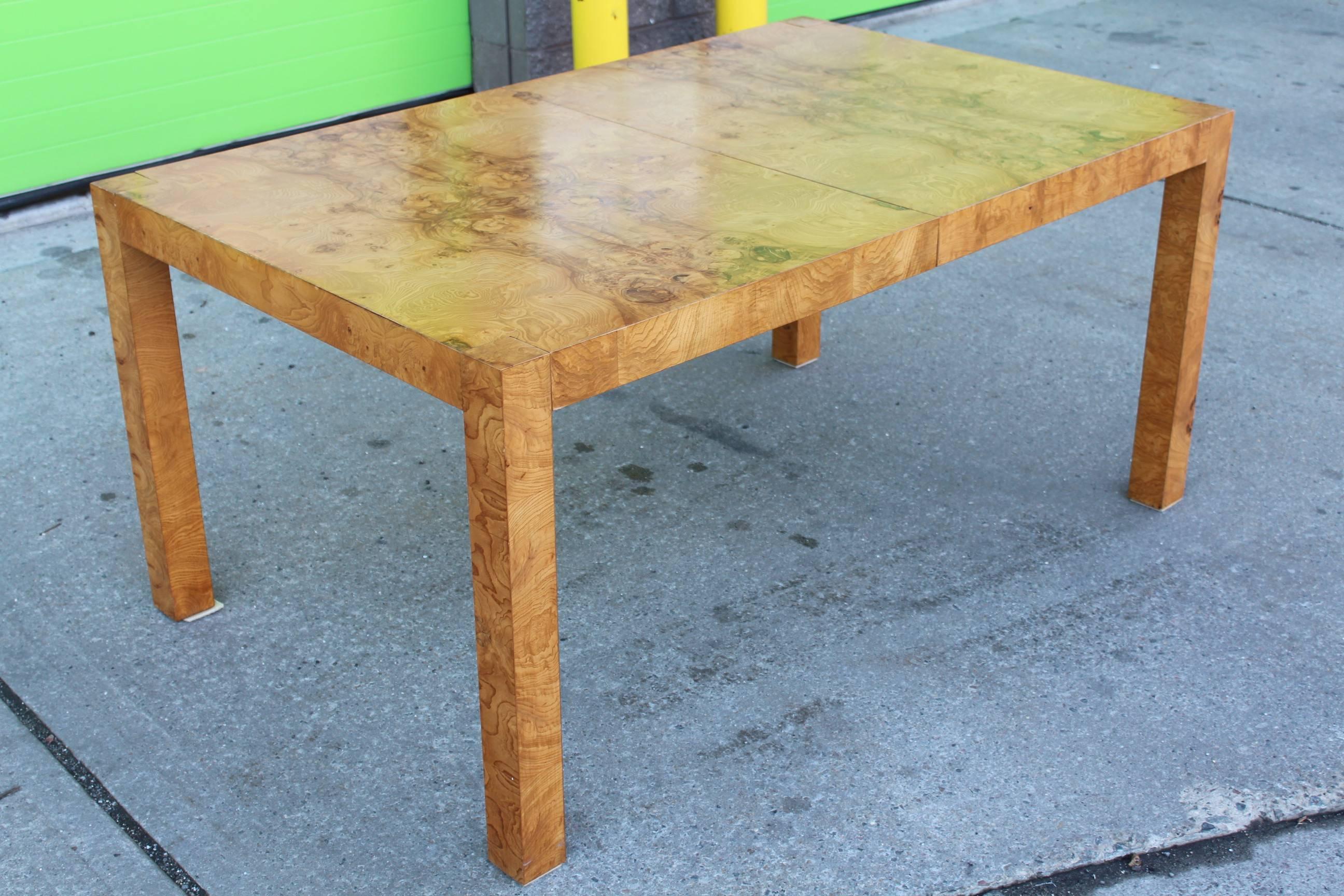 Milo Baughman Parsons Style Burl Dining Table for Lane 2