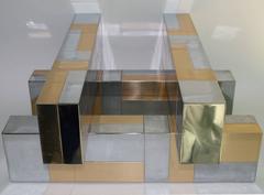 Paul Evans 'Cityscape' Coffee Table in Brass and Chrome