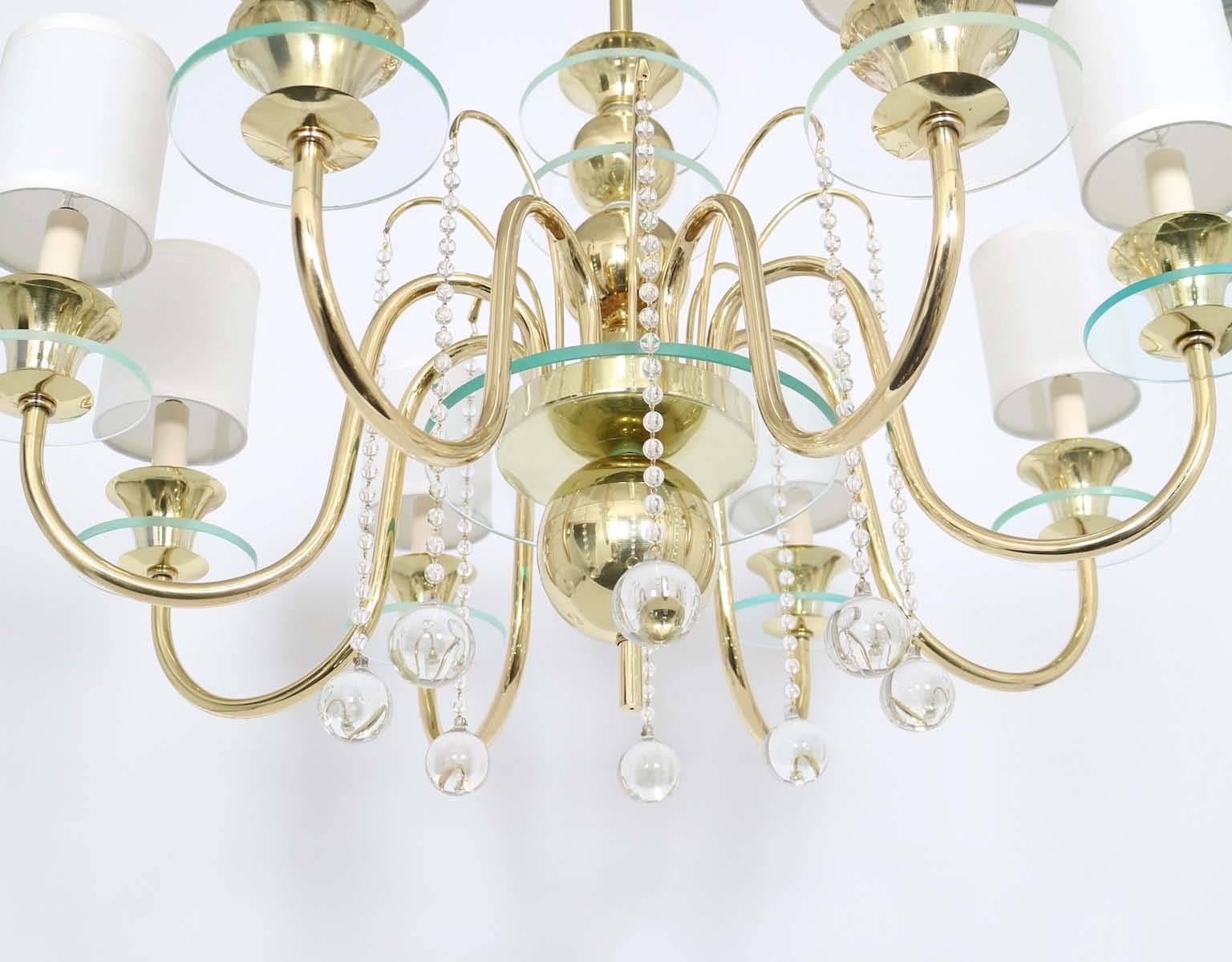 Restored Brass Chandelier in the Manner of Tommi Parzinger 1