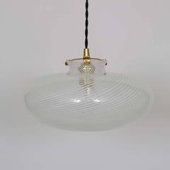 Round Pendant in Swirled Murano Glass, Style of Venini