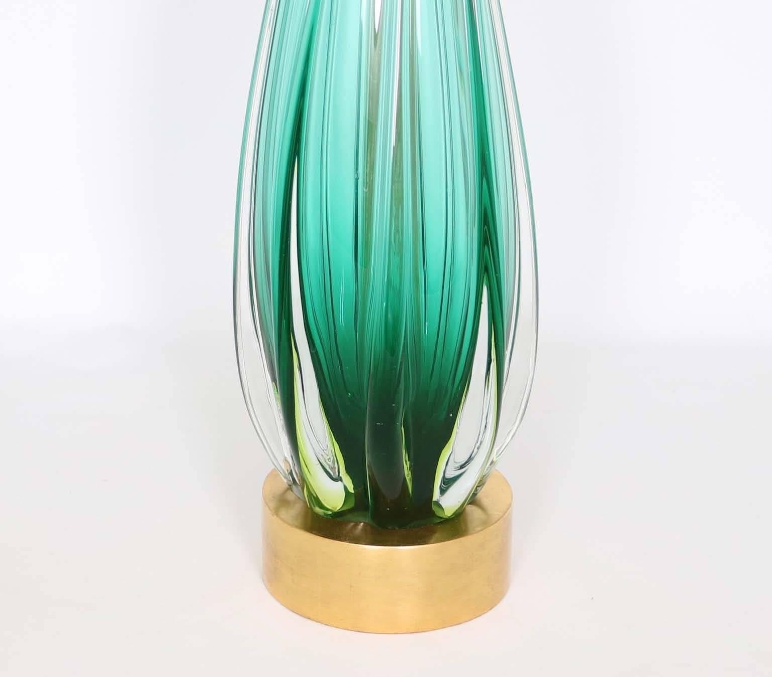Italian Restored Seguso Murano Glass Drop Lamps, Pair
