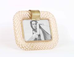 Venini 'Torciglione' Murano Glass Photo Frame with Gold Flakes