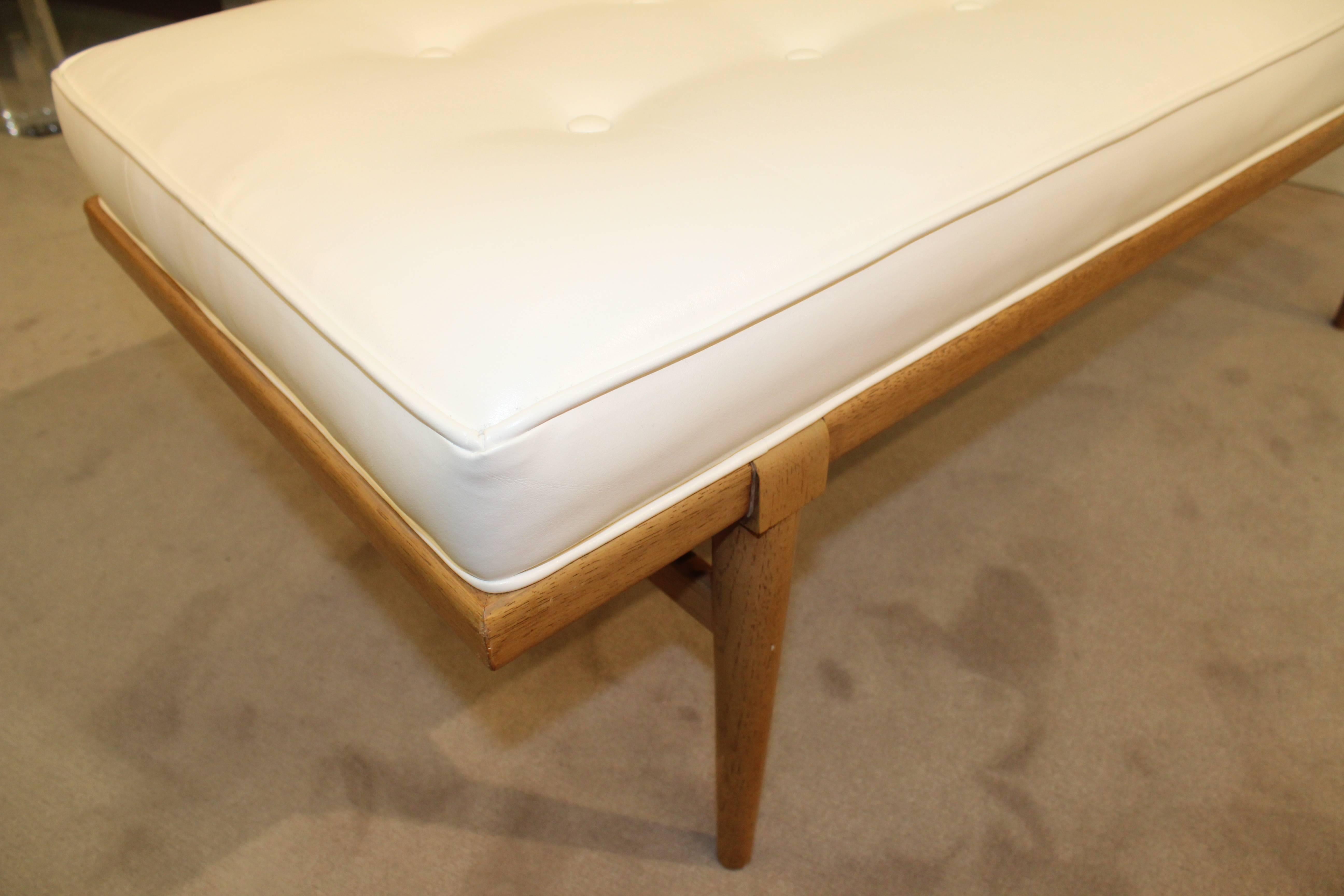 Mid-Century Robsjohn-Gibbings Bench with Leatherette Upholstery In Good Condition In Astoria, NY