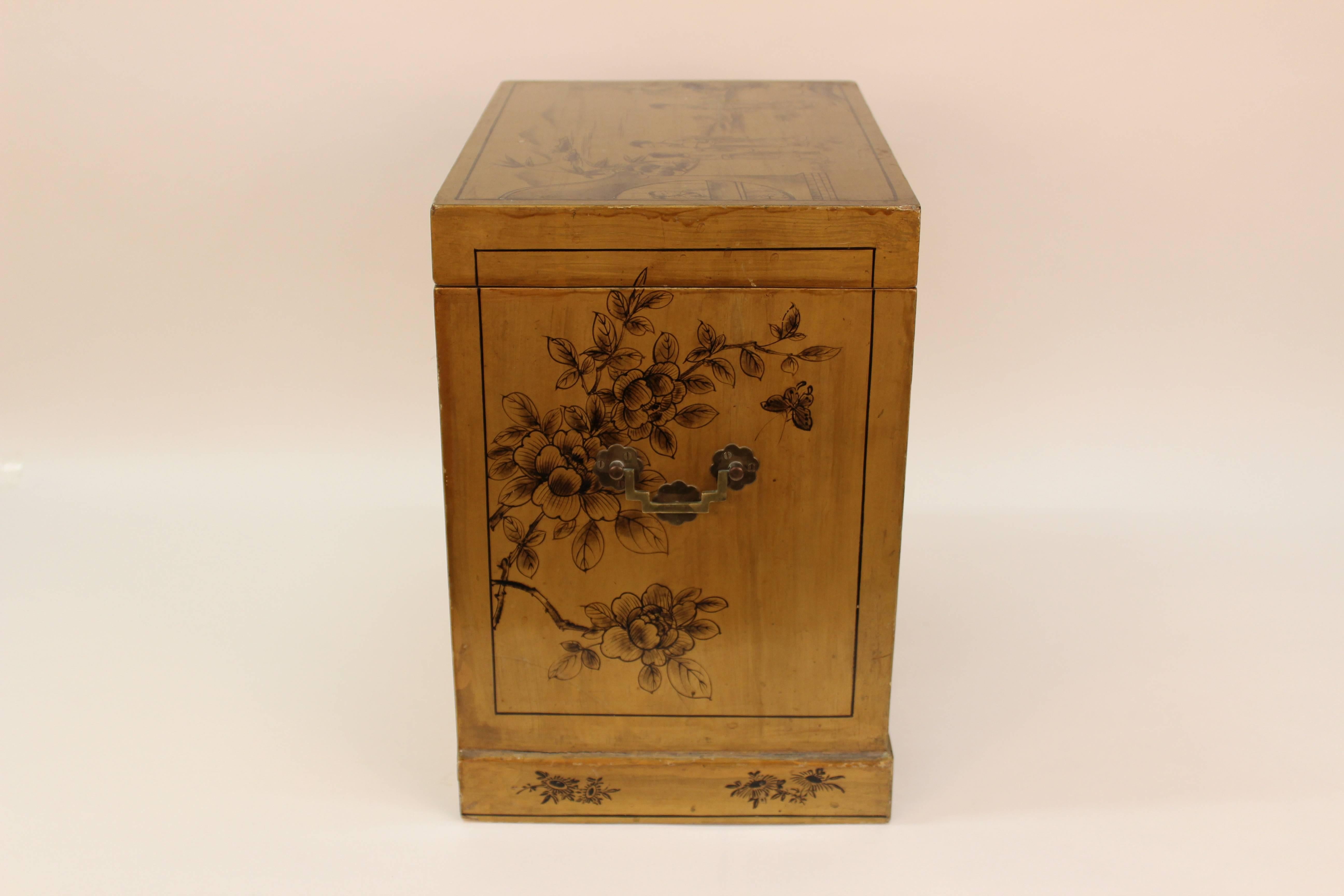Chinoiserie Chest with Landscape and Symbols of Good Fortune In Good Condition In New York, NY