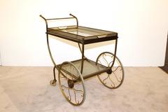 Mid-Century Bar Cart in Metal with Curved Spokes