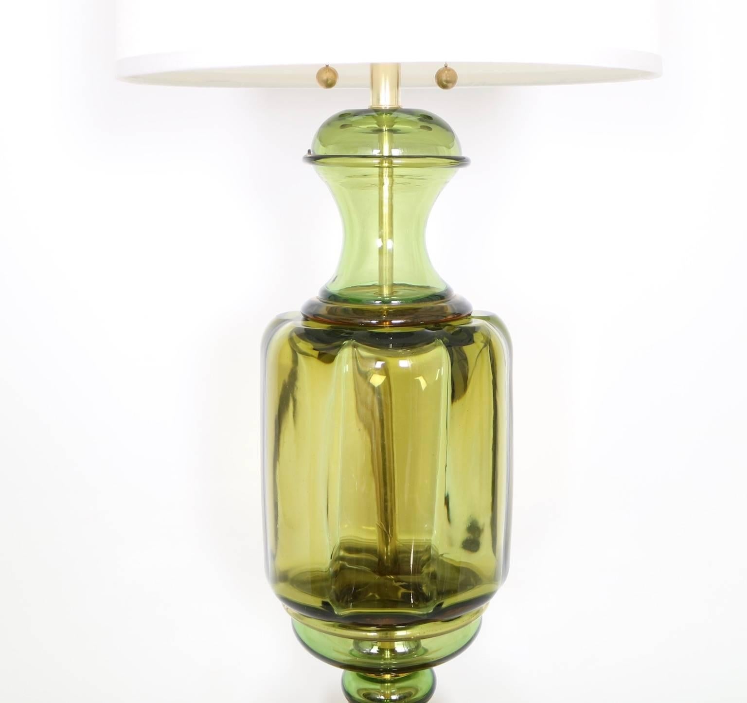 Mid-Century Modern Marbro Green Murano Glass Urn Lamp by Seguso